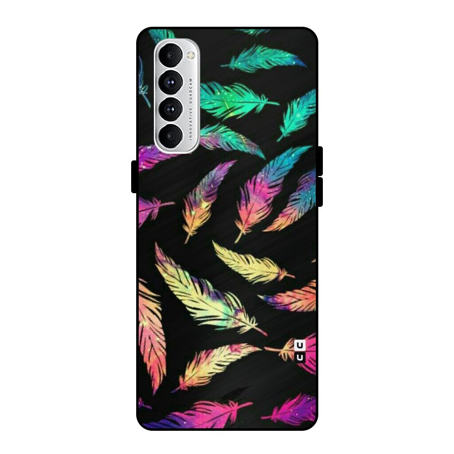 Bright Feathers Metal Back Case for Oppo Reno4 Pro
