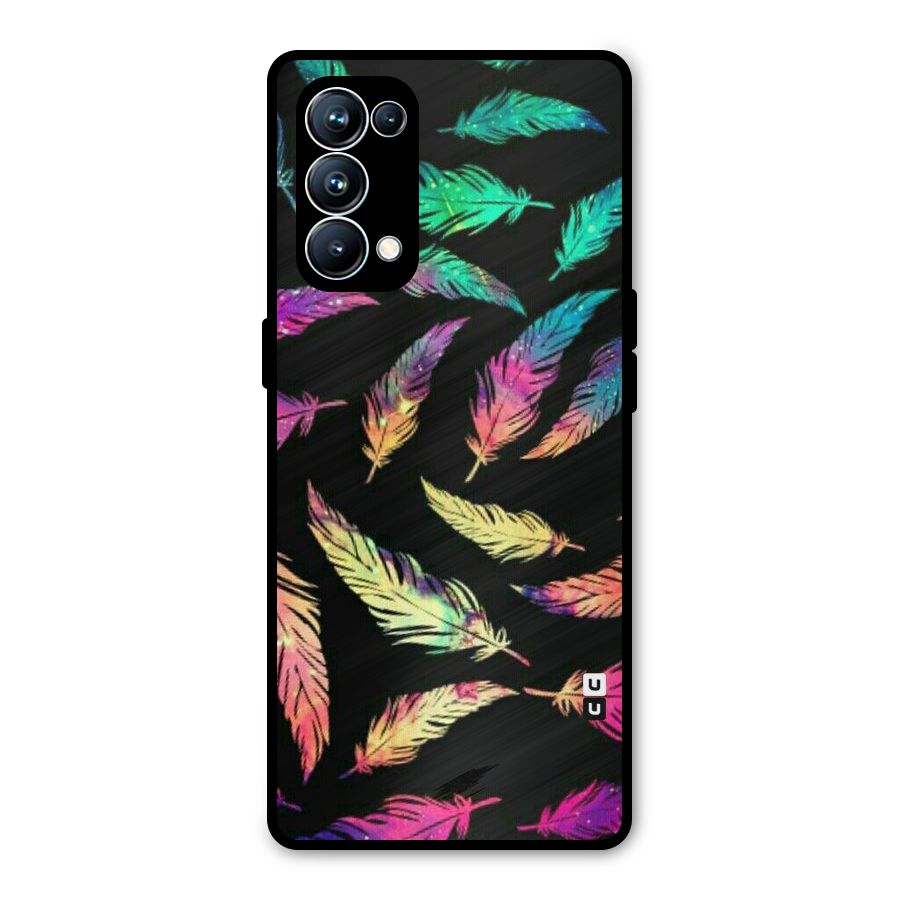 Bright Feathers Metal Back Case for Oppo Reno5 Pro 5G