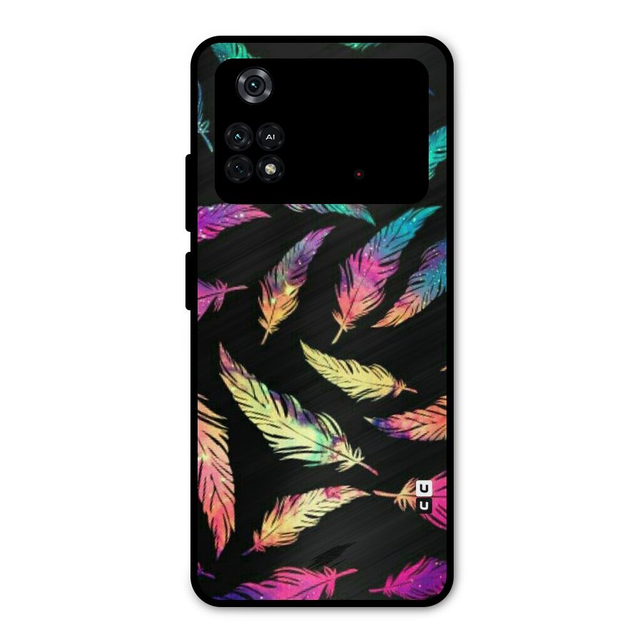 Bright Feathers Metal Back Case for Poco M4 Pro 4G