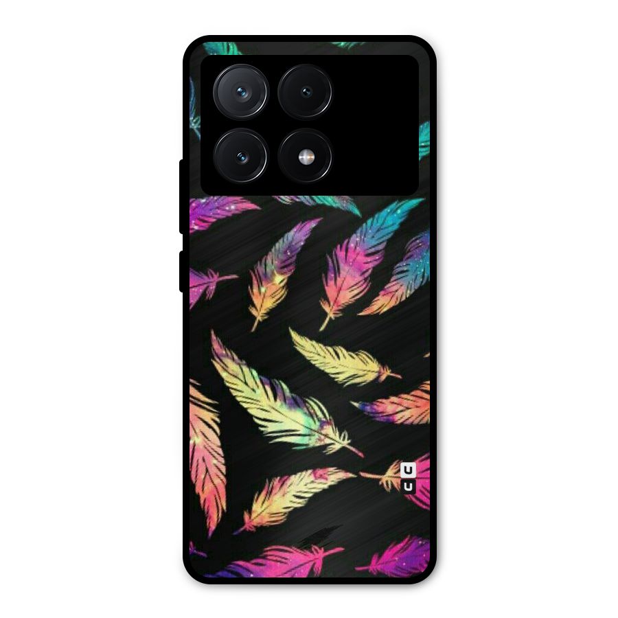 Bright Feathers Metal Back Case for Poco X6 Pro