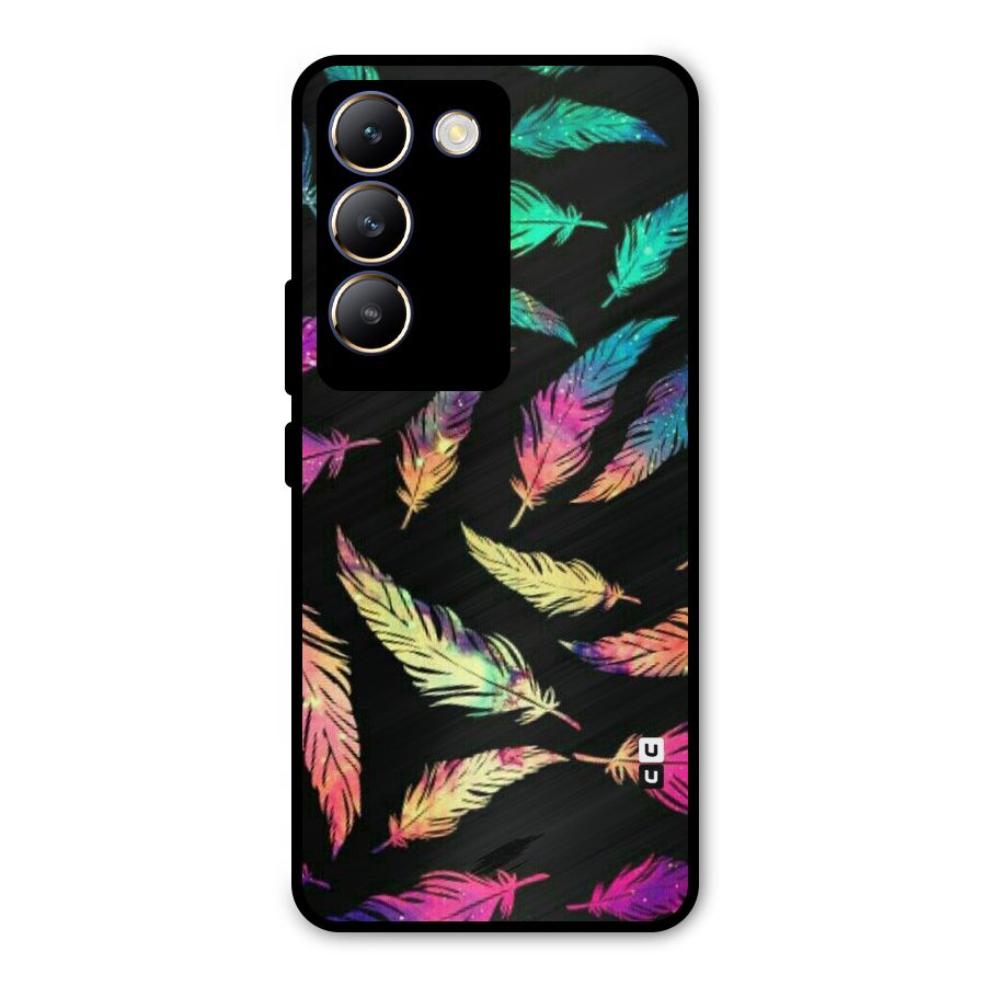 Bright Feathers Metal Back Case for Vivo T3 5G
