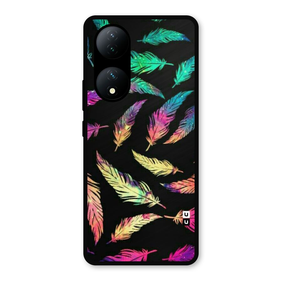 Bright Feathers Metal Back Case for Vivo Y100a