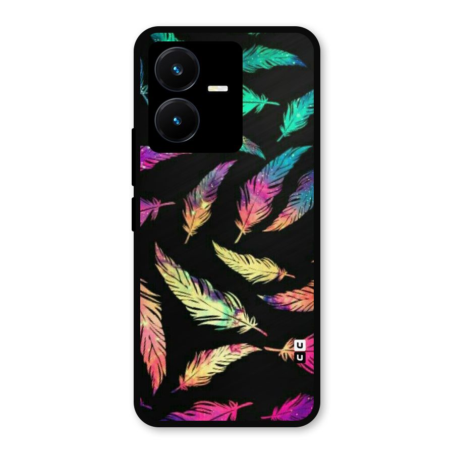 Bright Feathers Metal Back Case for Vivo Y22