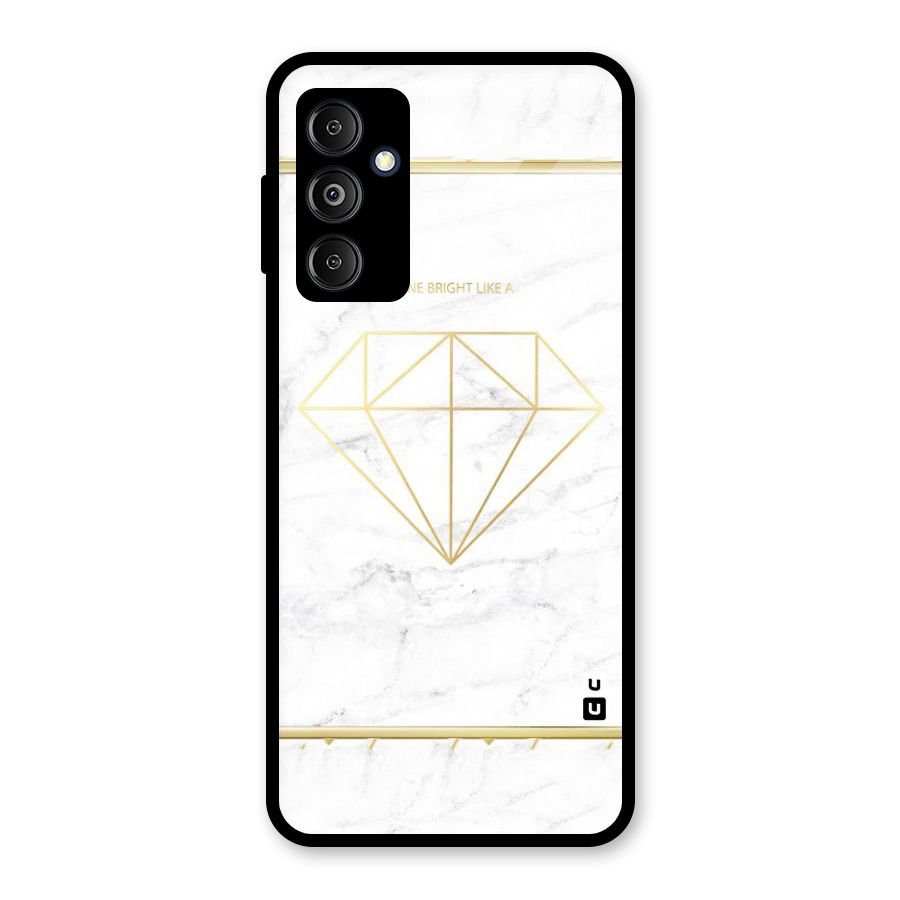 Bright Gold Diamond Glass Back Case for Galaxy M14 5G