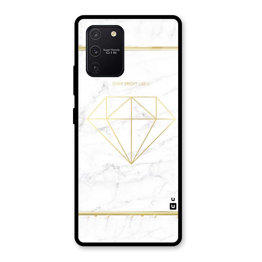 Bright Gold Diamond Glass Back Case for Galaxy S10 Lite