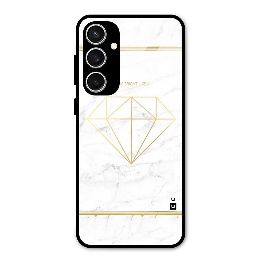 Bright Gold Diamond Glass Back Case for Galaxy S23 FE