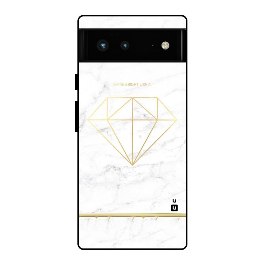 Bright Gold Diamond Glass Back Case for Google Pixel 6