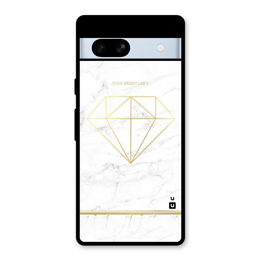 Bright Gold Diamond Glass Back Case for Google Pixel 7a