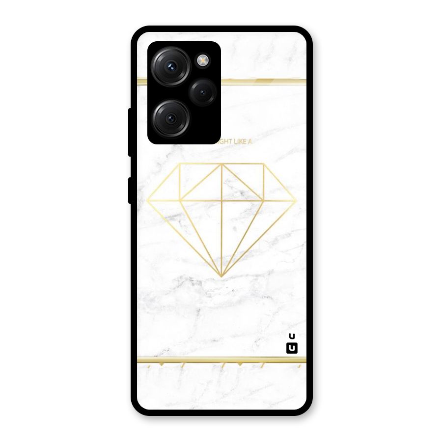 Bright Gold Diamond Glass Back Case for Poco X5 Pro