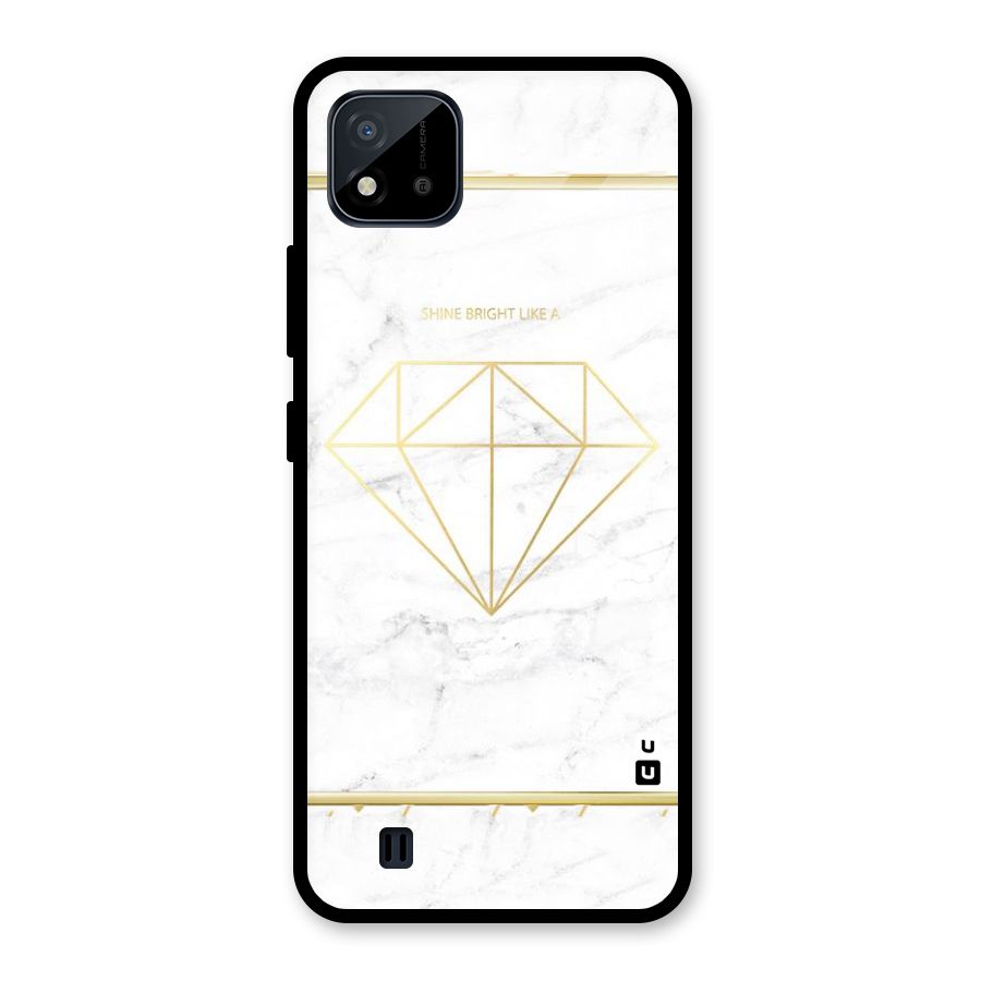 Bright Gold Diamond Glass Back Case for Realme C11 2021