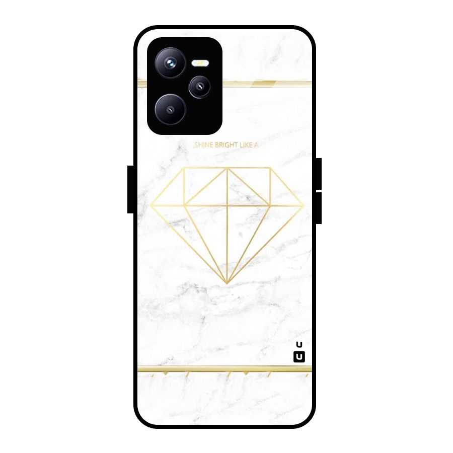 Bright Gold Diamond Glass Back Case for Realme C35