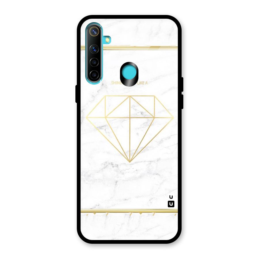 Bright Gold Diamond Glass Back Case for Realme Narzo 10
