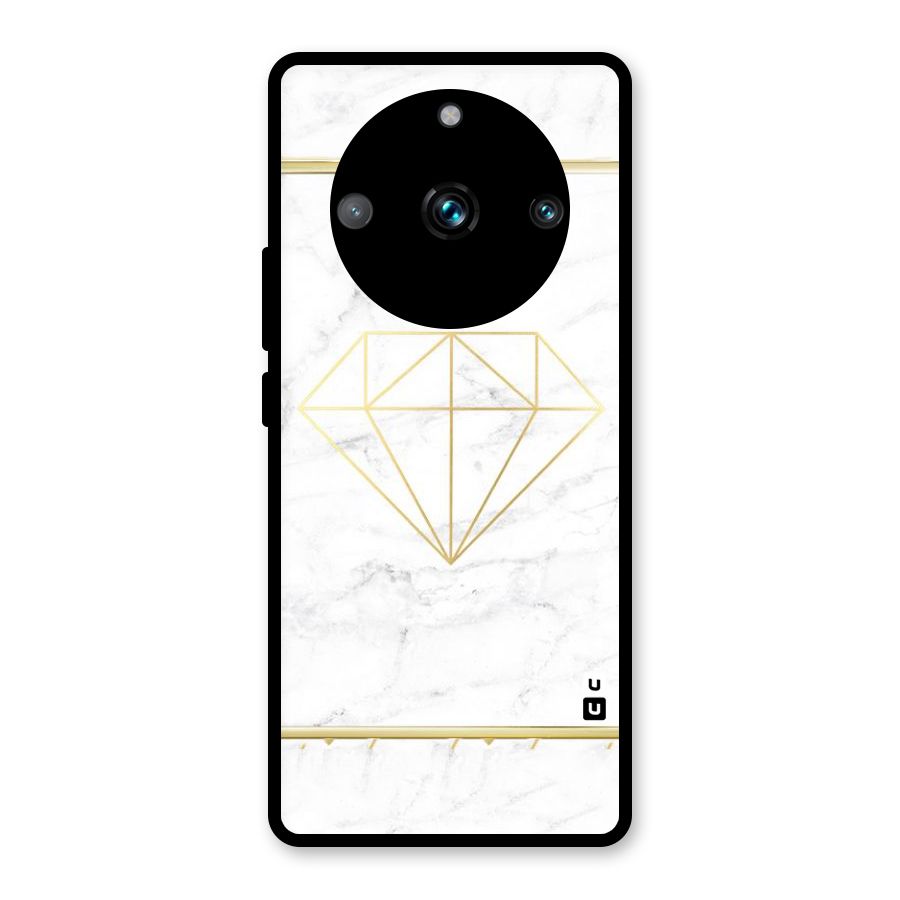 Bright Gold Diamond Glass Back Case for Realme Narzo 60 Pro