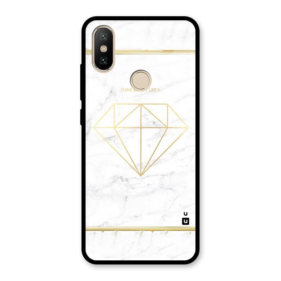 Bright Gold Diamond Glass Back Case for Redmi A2