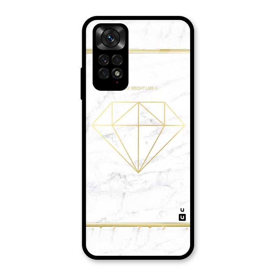 Bright Gold Diamond Glass Back Case for Redmi Note 11S