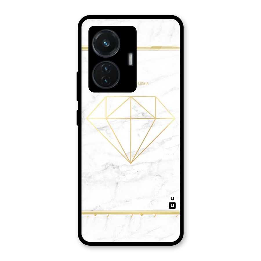 Bright Gold Diamond Glass Back Case for Vivo T1 44W