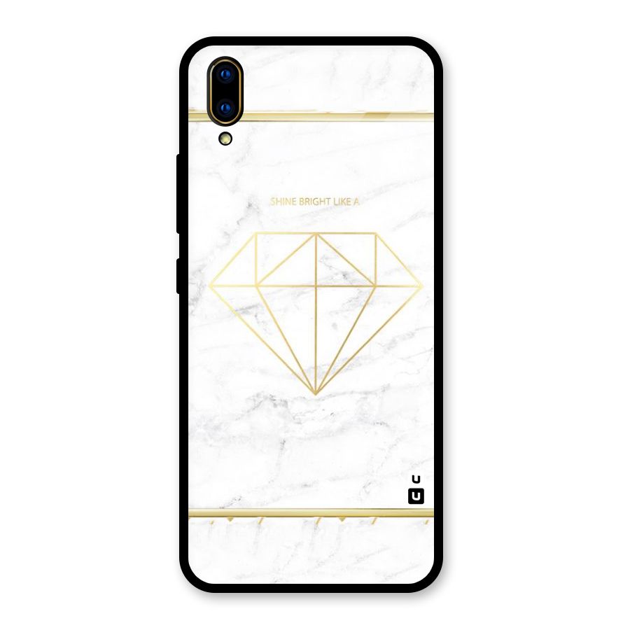 Bright Gold Diamond Glass Back Case for Vivo V11 Pro