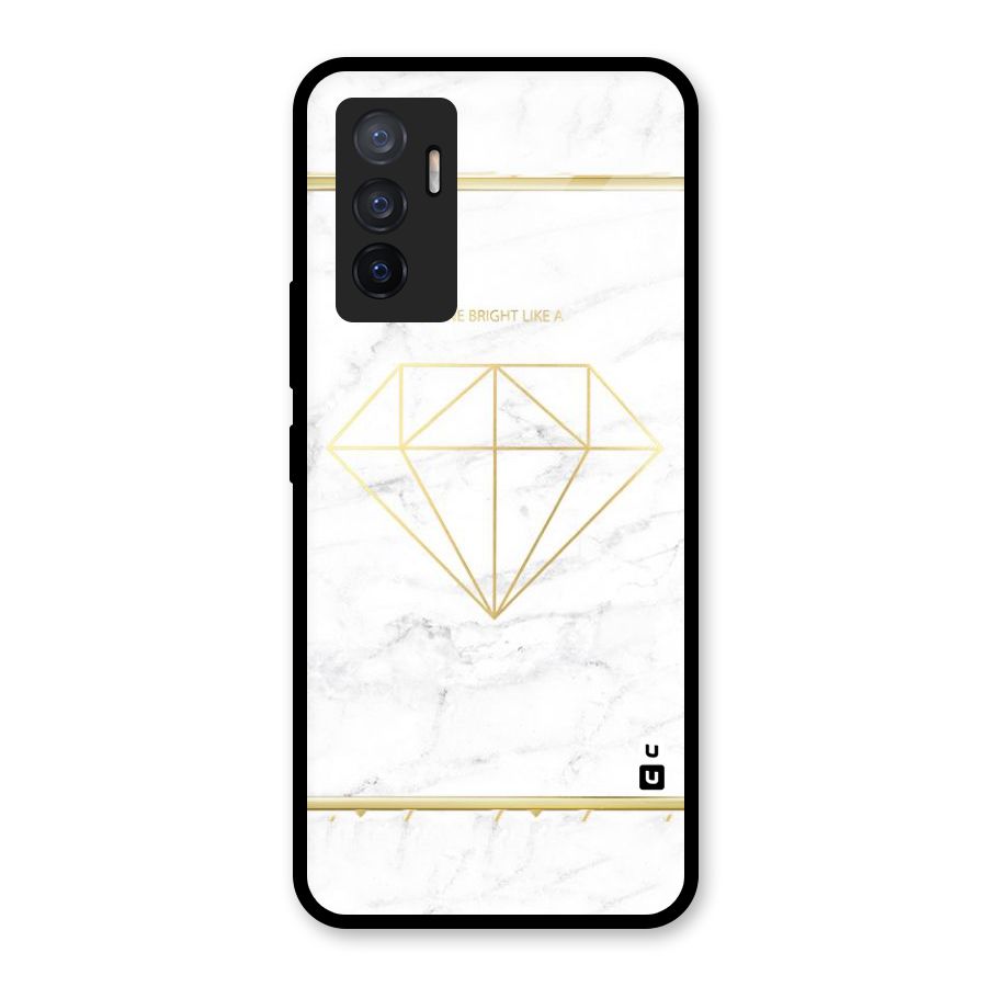 Bright Gold Diamond Glass Back Case for Vivo V23e