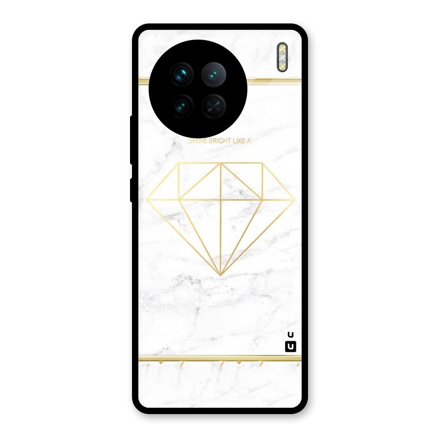 Bright Gold Diamond Glass Back Case for Vivo X90