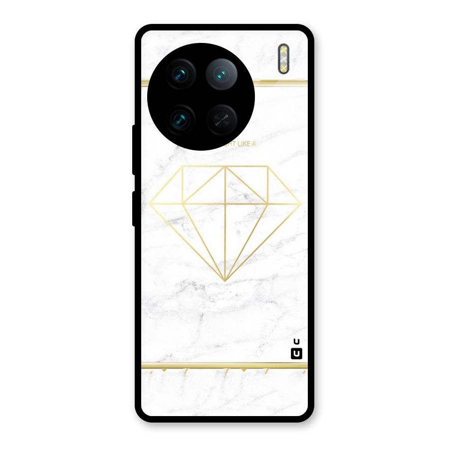 Bright Gold Diamond Glass Back Case for Vivo X90 Pro