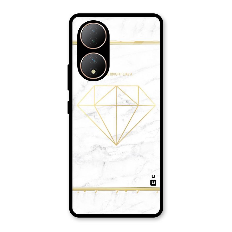 Bright Gold Diamond Glass Back Case for Vivo Y100A