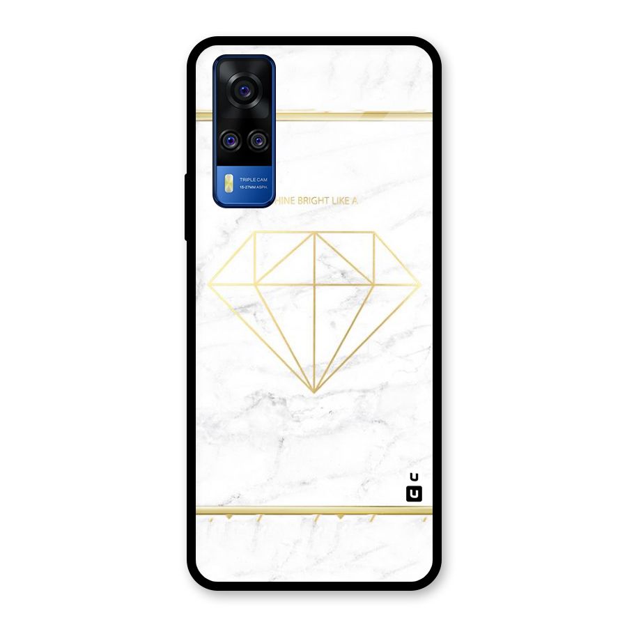 Bright Gold Diamond Glass Back Case for Vivo Y31