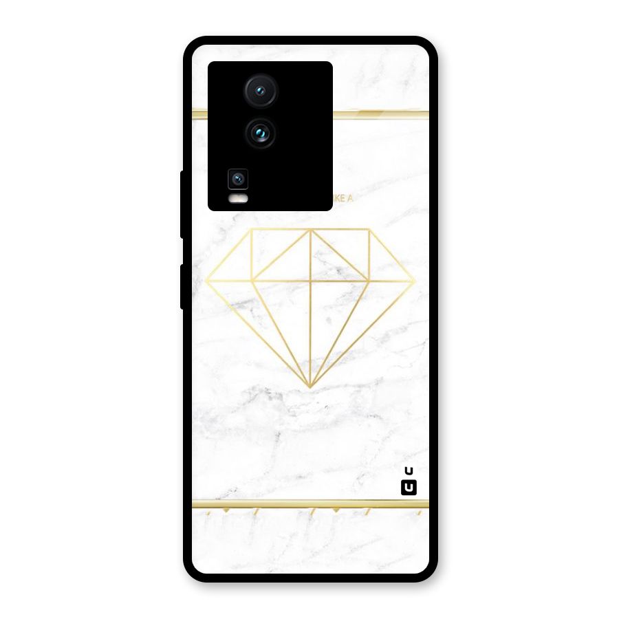Bright Gold Diamond Glass Back Case for Vivo iQOO Neo 7 Pro