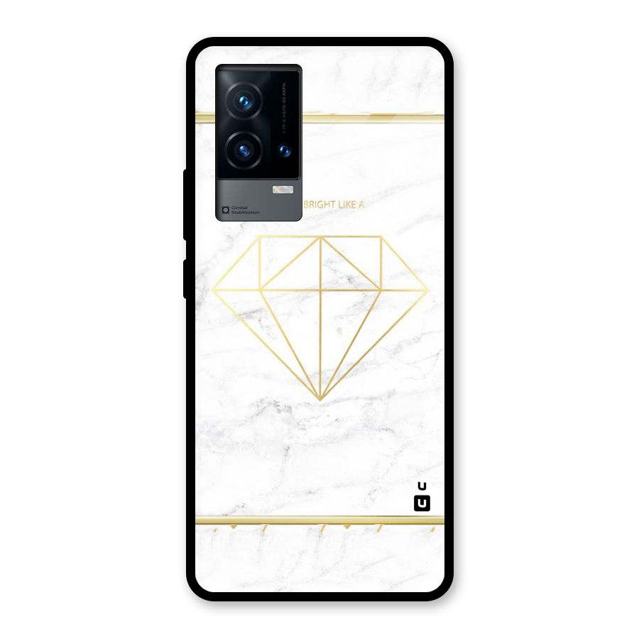 Bright Gold Diamond Glass Back Case for iQOO 9 5G
