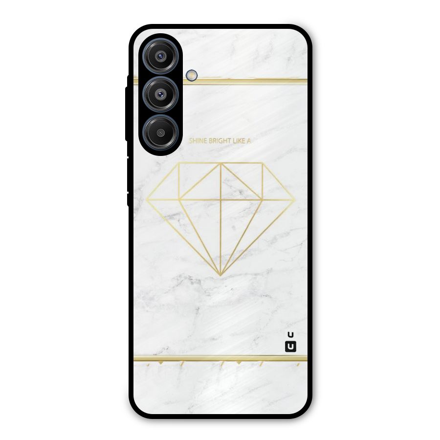 Bright Gold Diamond Metal Back Case for Galaxy A16 5G