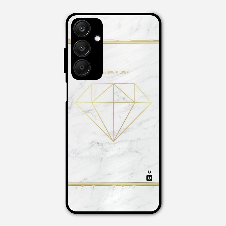 Bright Gold Diamond Metal Back Case for Galaxy A25 5G