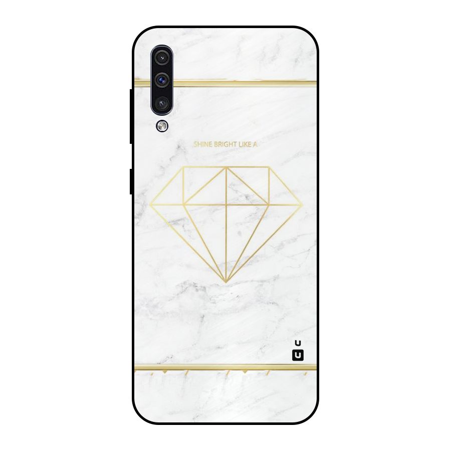 Bright Gold Diamond Metal Back Case for Galaxy A30s