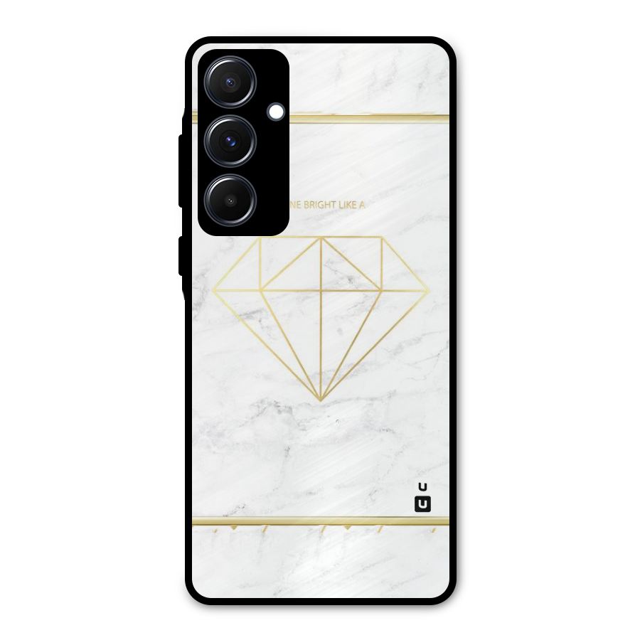 Bright Gold Diamond Metal Back Case for Galaxy A55