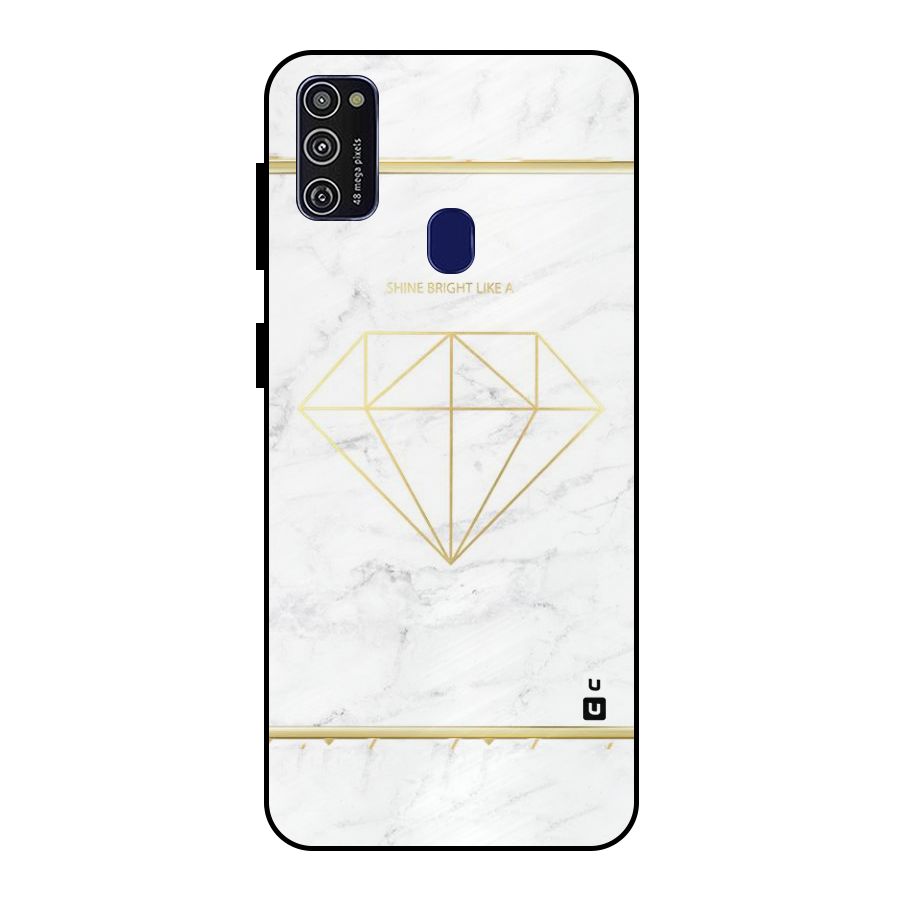 Bright Gold Diamond Metal Back Case for Galaxy M21