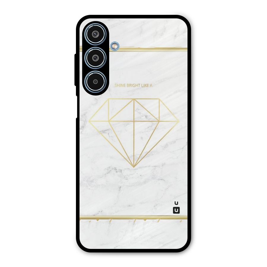 Bright Gold Diamond Metal Back Case for Galaxy M35