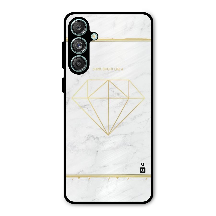 Bright Gold Diamond Metal Back Case for Galaxy M55 5G