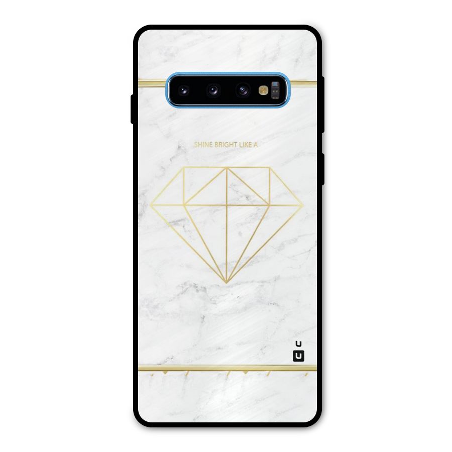 Bright Gold Diamond Metal Back Case for Galaxy S10