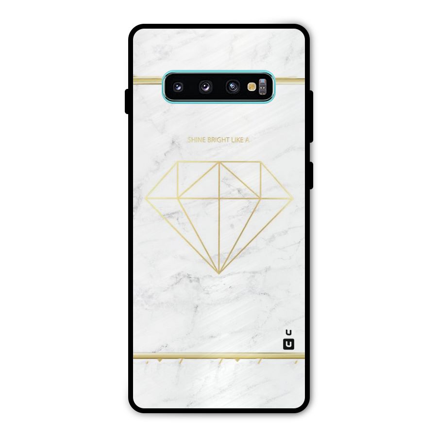 Bright Gold Diamond Metal Back Case for Galaxy S10 Plus