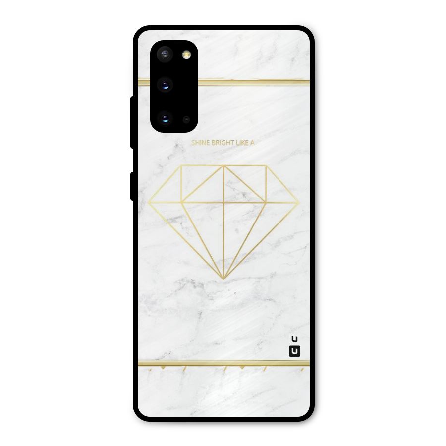 Bright Gold Diamond Metal Back Case for Galaxy S20