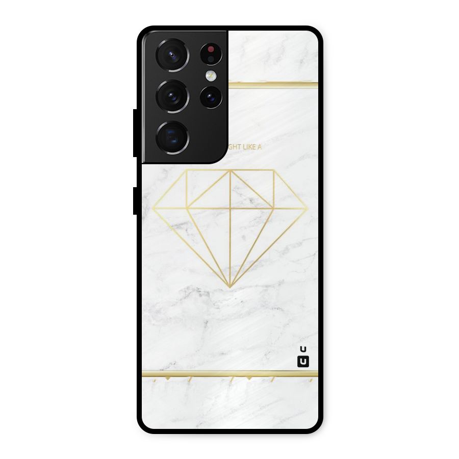 Bright Gold Diamond Metal Back Case for Galaxy S21 Ultra 5G