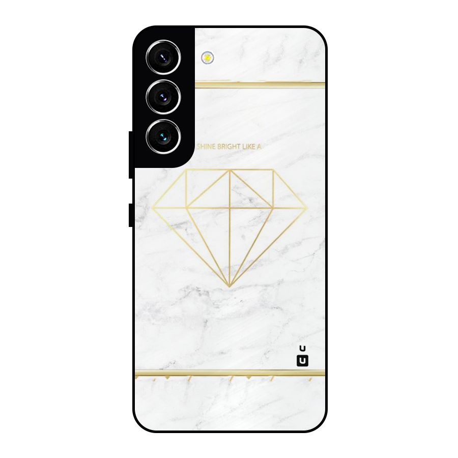 Bright Gold Diamond Metal Back Case for Galaxy S22 5G