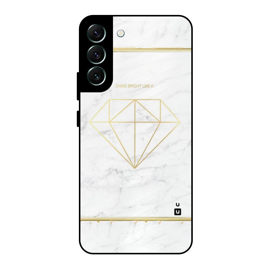 Bright Gold Diamond Metal Back Case for Galaxy S22 Plus 5G