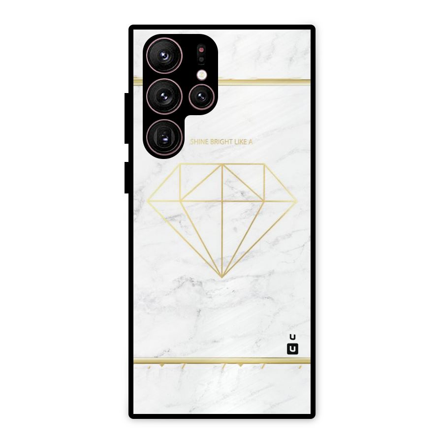 Bright Gold Diamond Metal Back Case for Galaxy S22 Ultra 5G