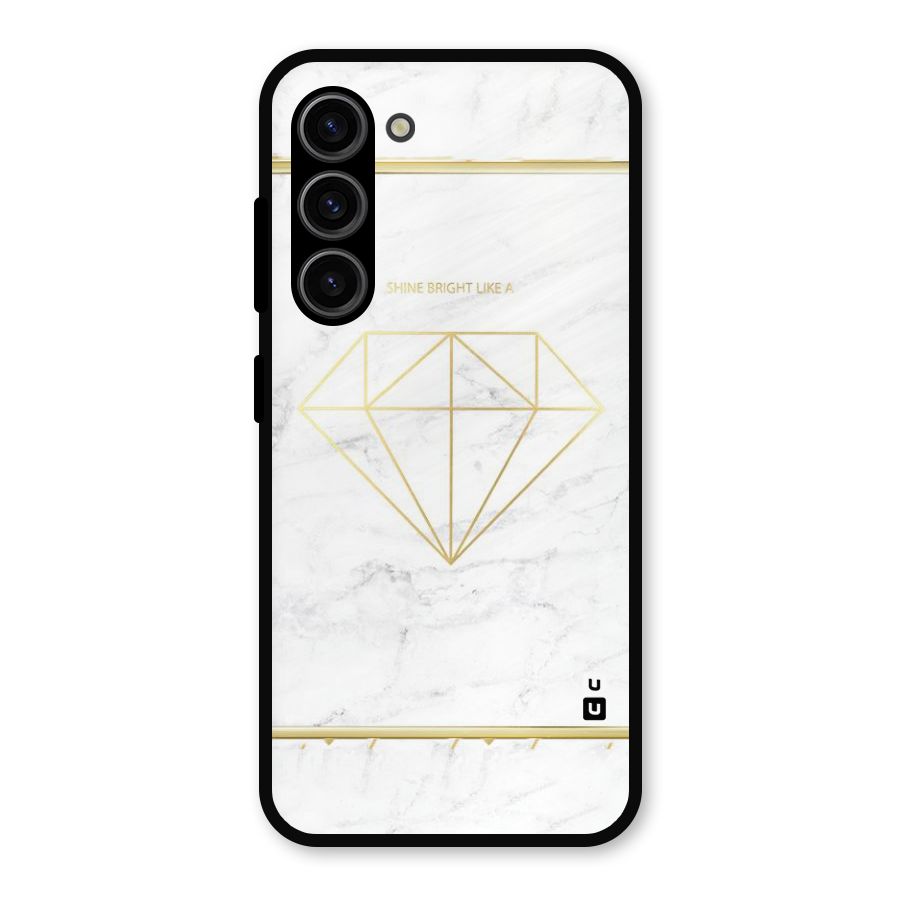 Bright Gold Diamond Metal Back Case for Galaxy S23