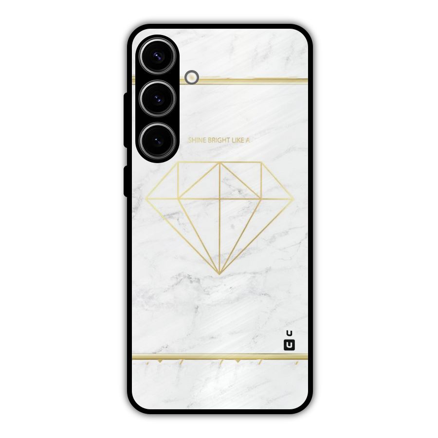 Bright Gold Diamond Metal Back Case for Galaxy S24 Plus