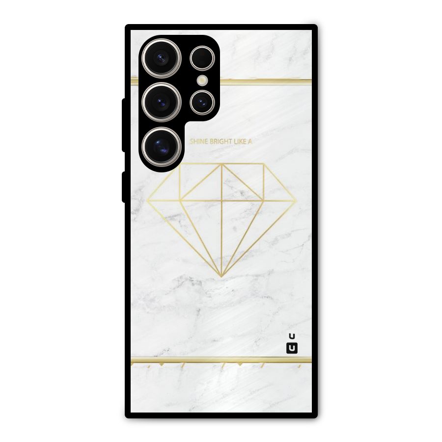 Bright Gold Diamond Metal Back Case for Galaxy S24 Ultra