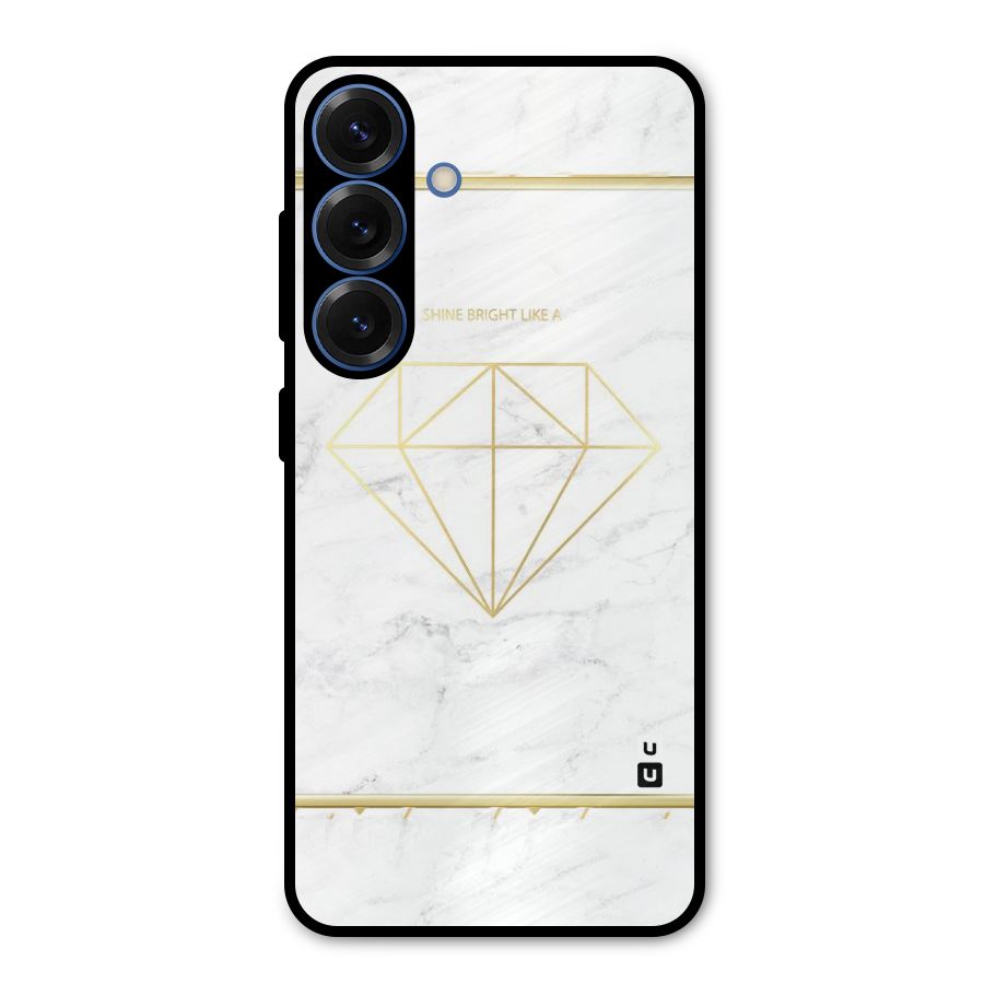 Bright Gold Diamond Metal Back Case for Galaxy S25