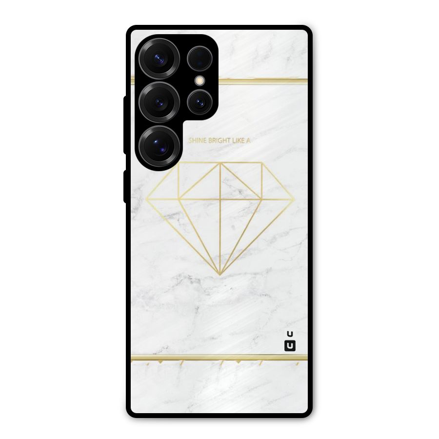Bright Gold Diamond Metal Back Case for Galaxy S25 Ultra