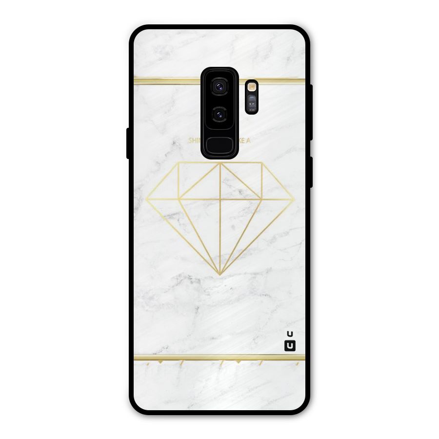 Bright Gold Diamond Metal Back Case for Galaxy S9 Plus