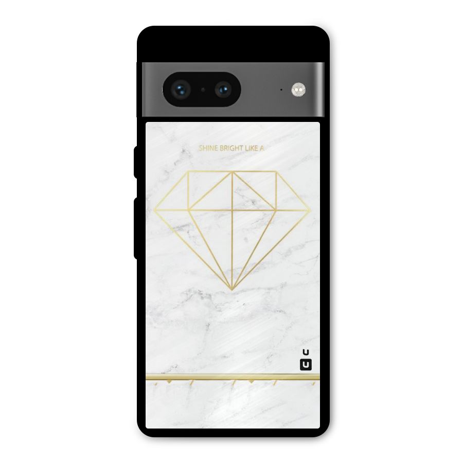 Bright Gold Diamond Metal Back Case for Google Pixel 7