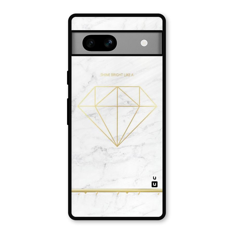 Bright Gold Diamond Metal Back Case for Google Pixel 7a